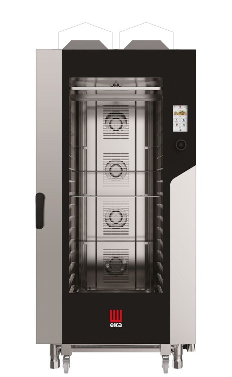 Piec konwekcyjno-parowy Millennial Touch Screen Bakery z automatycznym systemem myjącym, 16× 600×400 mm – sterowany elektronicznie, gazowy, Tecnoeka, 230V/1450W, 30kW, 930x1160x(H)2060mm