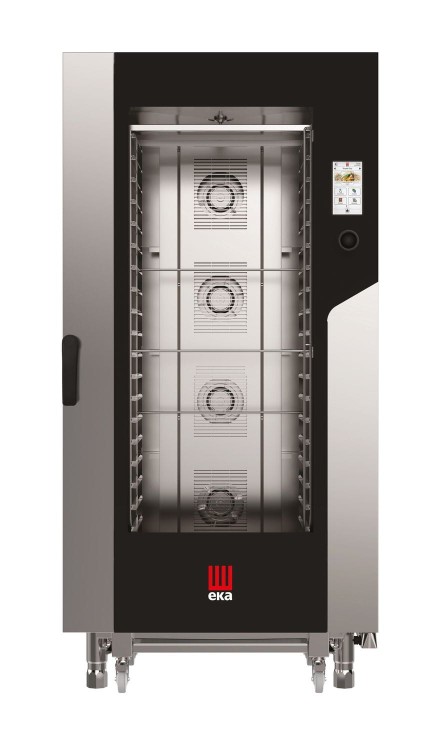 Piec konwekcyjno-parowy Millennial Touch Screen Gastro z automatycznym systemem myjącym, 20 × GN 1/1 – sterowany elektronicznie, elektryczny, Tecnoeka, 400V/31000W, 930x1035x(H)1900mm