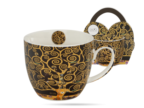 Kubek porcelanowy w koszyczku 460 ml Drzewo zycia Gustav Klimt DUO (1).png