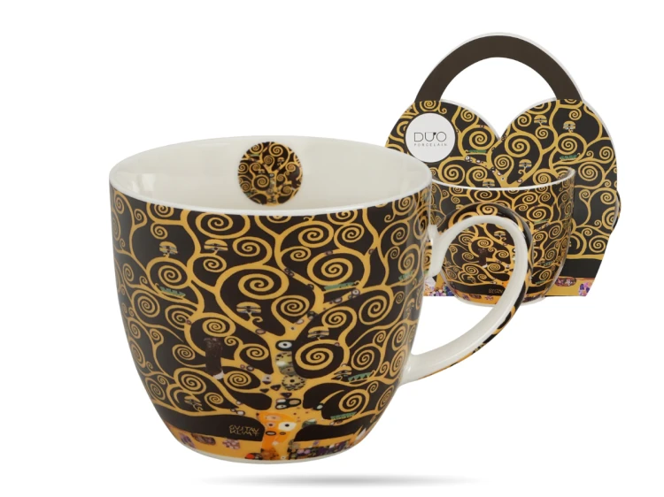 Kubek porcelanowy w koszyczku 460 ml Drzewo zycia Gustav Klimt DUO (1).png