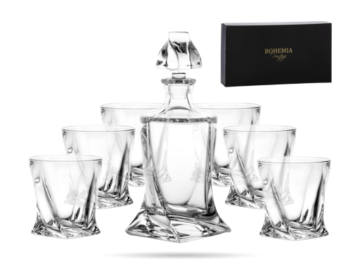 Zestaw szklanek do whisky z karafką Quadro szkło kryształowe BOHEMIA (1).png