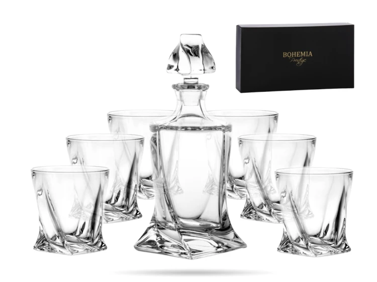 Zestaw szklanek do whisky z karafką Quadro szkło kryształowe BOHEMIA (1).png