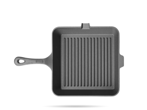 Kwadratowa patelnia żeliwna do grillowania czarna 25 x 25 x 5 cm HENDI (1).png