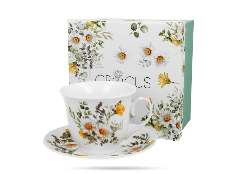 Filiżanka porcelanowa ze spodkiem na prezent Daisy 250 ml w pudełku DUO (4).png