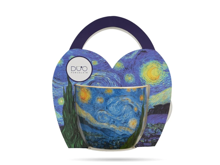 Kubek porcelanowy w koszyczku 460 ml Gwieździsta noc Van Gogh DUO (1).png