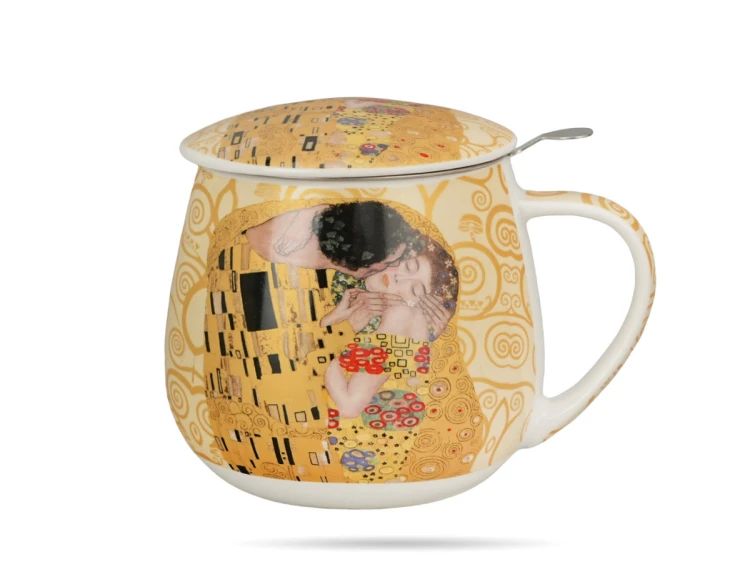 kubek baryłka z zaparzaczem pocałunek klimt ecru DUO (4).png
