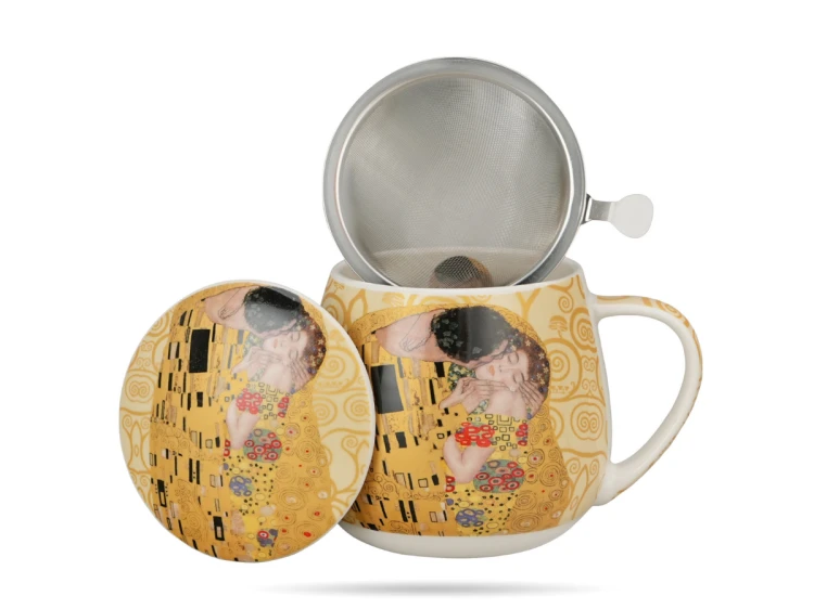 kubek baryłka z zaparzaczem pocałunek klimt ecru DUO (5).png