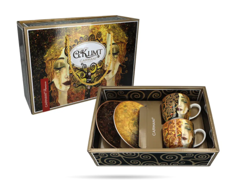 Porcelanowe filiżanki ze spodkami 250 ml (komplet 2 szt.) CARMANI – Gustav Klimt „Złote Łzy” (6).png