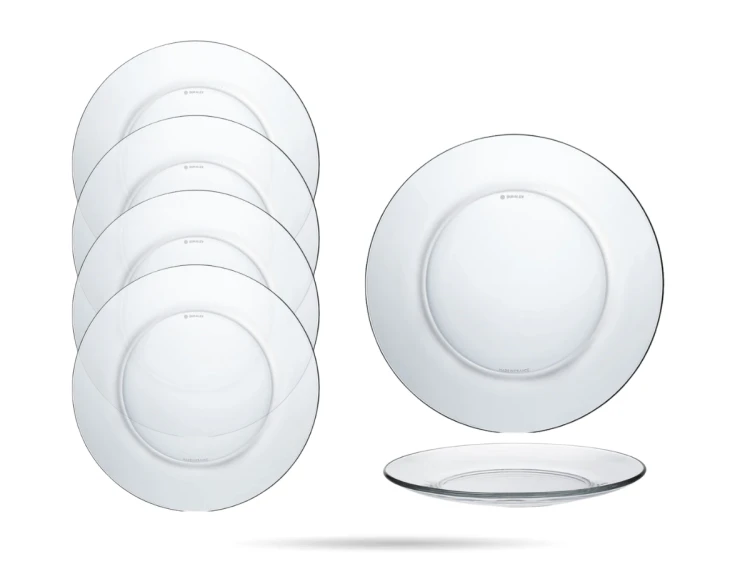Zestaw talerzy obiadowych płytkich 23,5 cm – szkło hartowane (6 szt.) Lys Clear DURALEX.png