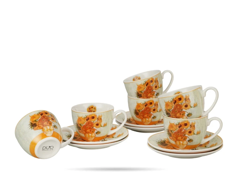 zestaw filiżanek ze spodkami słoneczniki van gogh porcelana DUO  (6).png