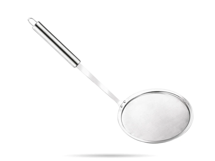 Łyżka cedzakowa szumówka średnica 14 cm gęsta siatka Paula stal Paula TADAR.png