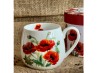 Kubek baryłka kwiaty maki 430 ml Poppies porcelana na prezent DUO