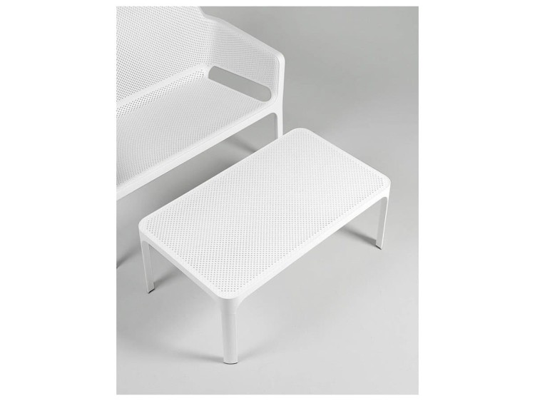 Stół ogrodowy ażurowy blat Net 100 x 60 cm bianco biały NARDI