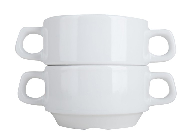 Bulionówka z uszami 320 ml biała porcelana Kaszub Hel LUBIANA