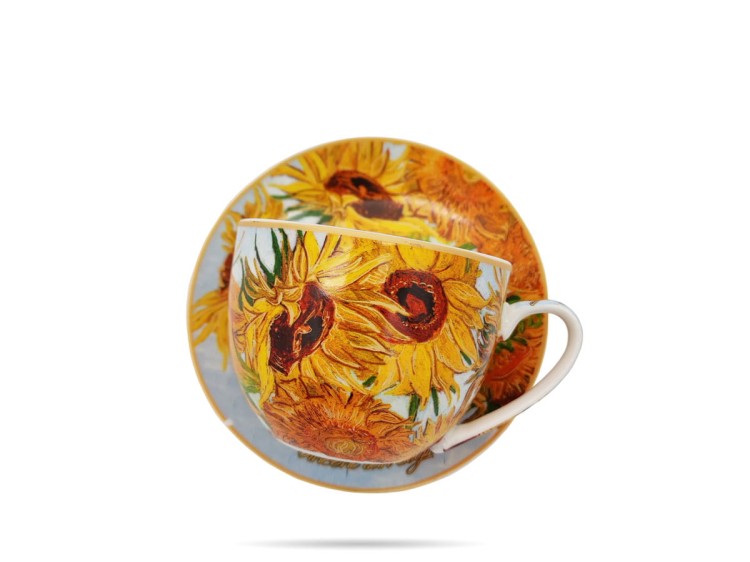 Filiżanka ze spodkiem Van Gogh Słoneczniki 250 ml porcelana prezent CARMANI