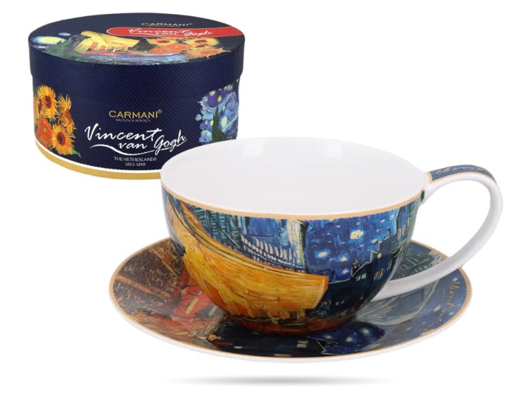 Filiżanka ze spodkiem 360 ml Van Gogh Taras kawiarni nocą porcelana CARMANI