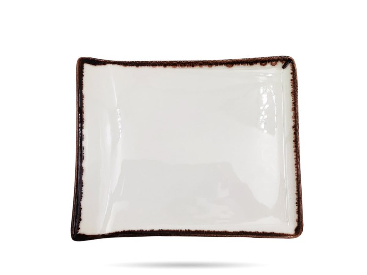 Talerz serwingowy płytki Vanilla 21,5 x 17,5 cm kremowy porcelana FINE DINE
