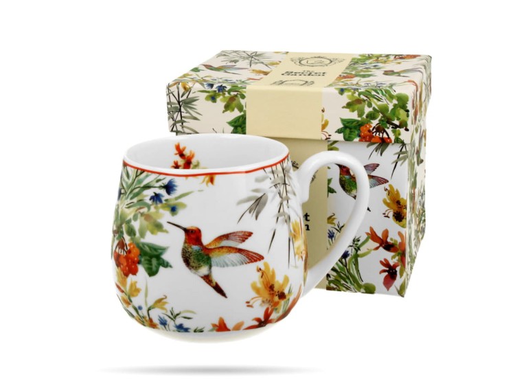 Kubek baryłka koliber 430 ml Linnea porcelana na prezent DUO