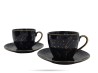 2 czarne filiżanki ze spodkami Zodiak BOGUCICE