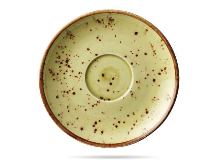 Spodek do filiżanki Olive 14 cm zielony Earth Colours porcelana FINE DINE