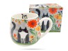 Kubek baryłka 430 ml Koci świat łąka porcelana na prezent DUO