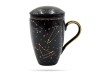 Kubek na prezent zaparzacz pokrywka 300 ml Zodiak Black PORCELANA BOGUCICE