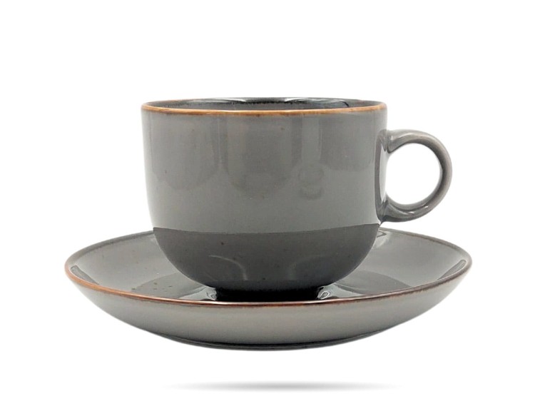Filiżanka ze spodkiem 250 ml Rustic Szara ALUMINA PORCELANA BOGUCICE