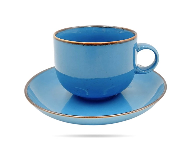Filiżanka ze spodkiem 250 ml Rustic Niebieska ALUMINA PORCELANA BOGUCICE