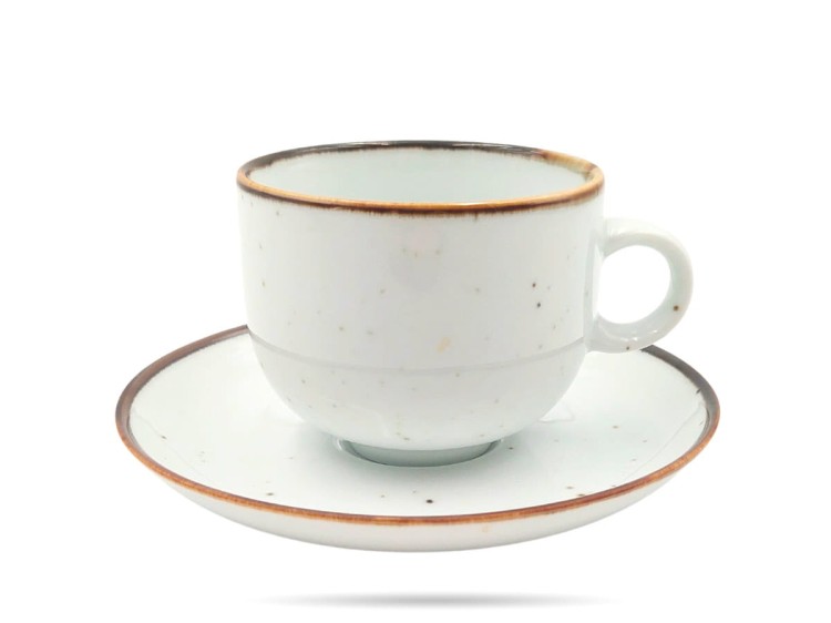Filiżanka ze spodkiem 250 ml Rustic Biała ALUMINA PORCELANA BOGUCICE
