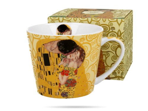 Kubek prosty Klimt Pocałunek Ecru 610 ml porcelana na prezent DUO