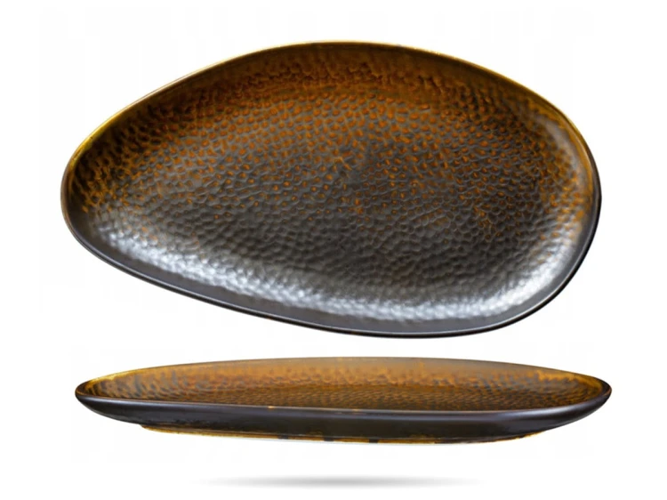 Półmisek talerz obiadowy 33 x 18 cm Fire miedź porcelana VERLO