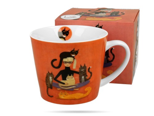 Kubek prosty Koci świat Cindy i koty 610 ml porcelana na prezent DUO