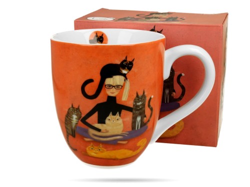 Kubek XXL Koci świat Cindy i koty 1 L porcelana na prezent DUO