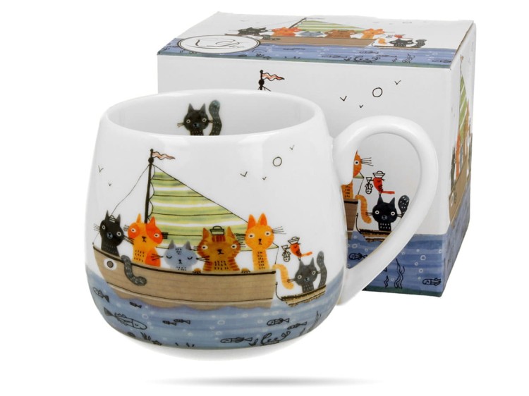 Kubek baryłka Koci świat Marynarze 430 ml porcelana na prezent DUO