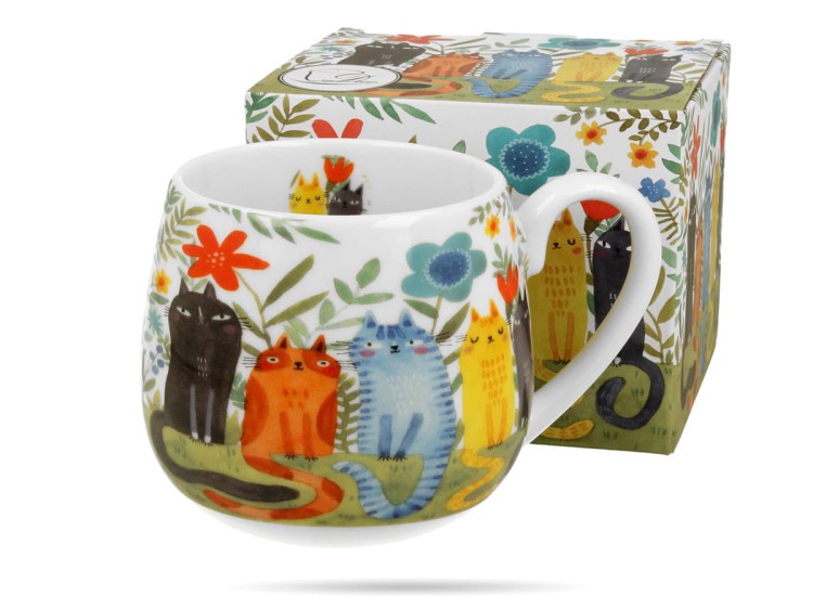 Kubek baryłka Koci świat koty ogrodowe 430 ml porcelana na prezent DUO