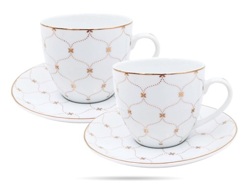 Filiżanki ze spodkami 300 ml 2 szt Gemis Athena PORCELANA BOGUCICE
