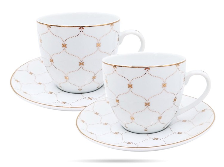 Filiżanki ze spodkami 300 ml 2 szt Gemis Athena PORCELANA BOGUCICE