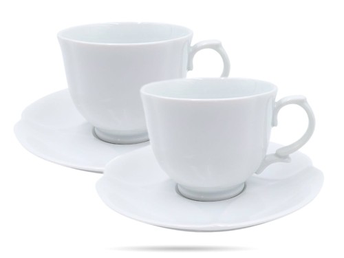 Filiżanki ze spodkami 220 ml 2 szt prezent Perla White PORCELANA BOGUCICE