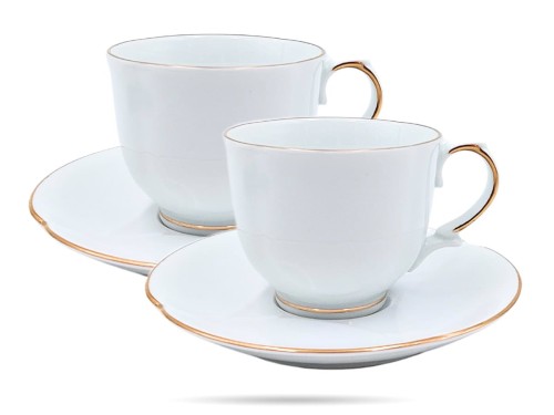 Filiżanki ze spodkami 220 ml 2 szt prezent Perla Gold PORCELANA BOGUCICE