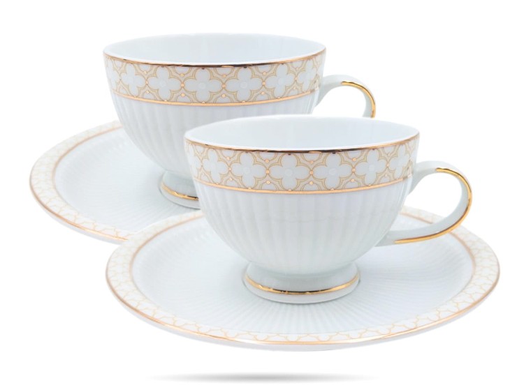 Filiżanki ze spodkami 200 ml 2 szt Oxia prezent PORCELANA BOGUCICE